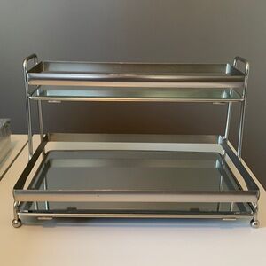 Silver metal makeup organizer shelf for vanity or bathroom counter. Never used.